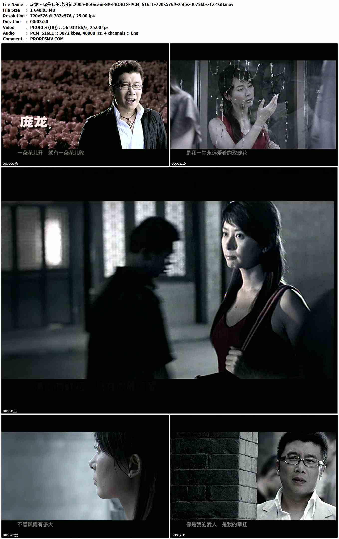 庞龙 - 你是我的玫瑰花.2005-Betacam-SP-PRORES-PCM_S16LE-720x576P-25fps-3072kbs-1.61GB官方MV_高清MV